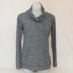 Aerie Sweatshirt Womens Medium Cowl Neck Thumbholes Gray Polyester Blend Stretch